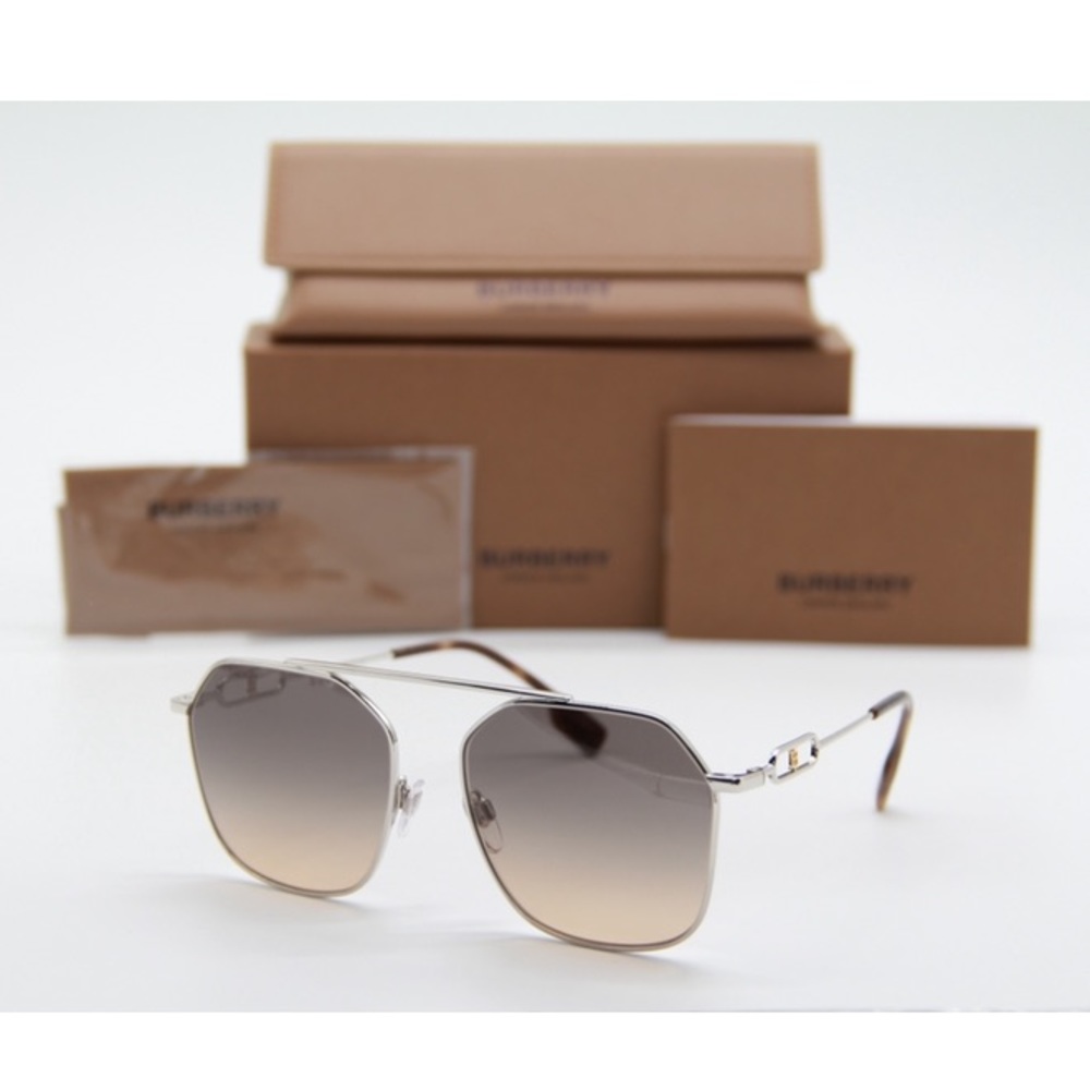 Burberry Silver Frame Sunglasses with Gradient Lenses
